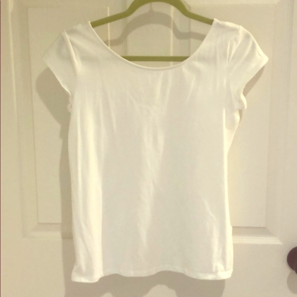 Large white scoop neck